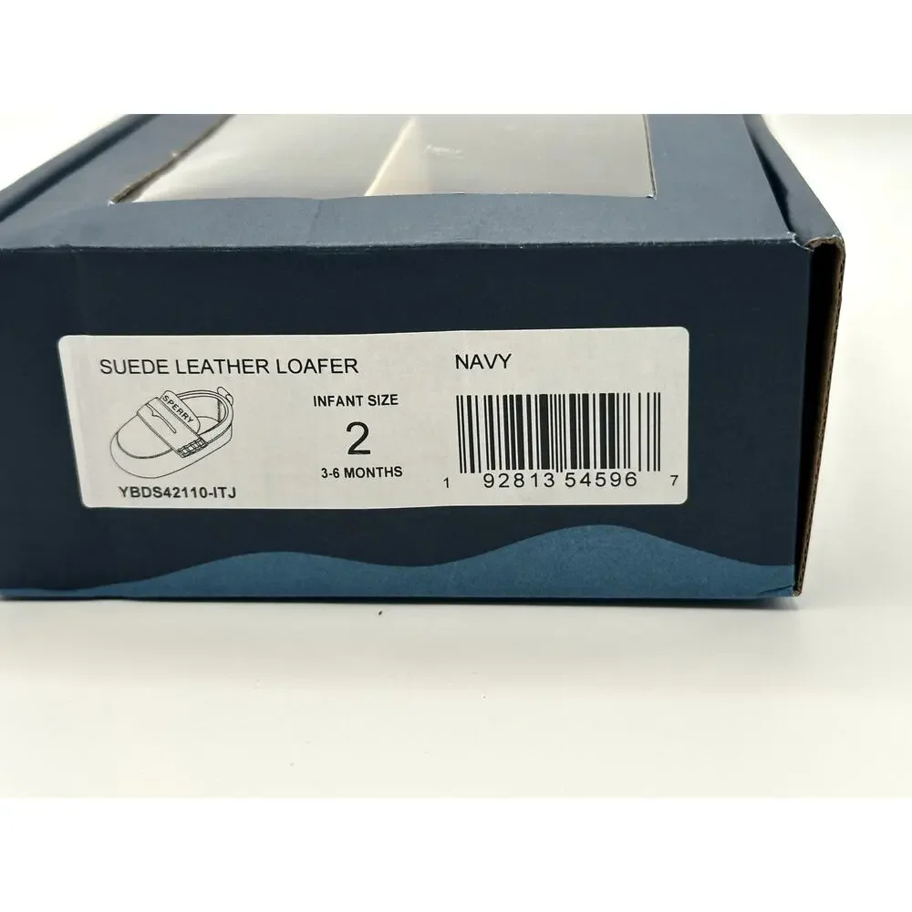 Sperry Infant Boys Navy Suede Loafers Size 2 (3-6 Months) Boat Shoes NEW IN BOX